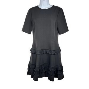 Gibson Latimer Black 1/4 Sleeved A line Ruffled MIDI Dress 4